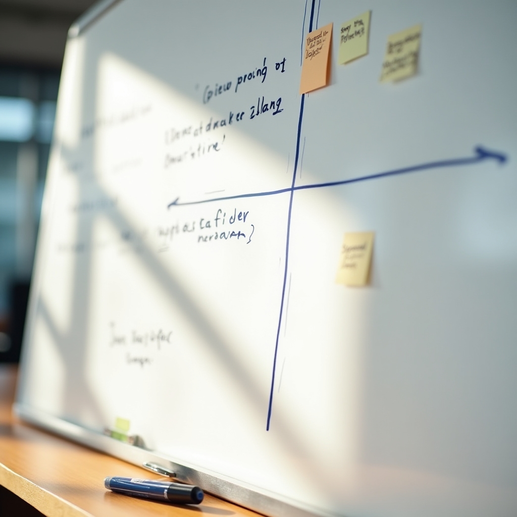 Whiteboard mit einem einfachen Entscheidungsraster aus einem Workshop